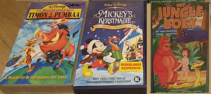 3 VHS banden voor kinderen Jungle boek Mickey Timon Pumbaa, Cd's en Dvd's, VHS | Kinderen en Jeugd, Gebruikt, Tekenfilms en Animatie