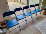 5 Blauwe Klapstoelen, Huis en Inrichting, Stoelen, Ophalen