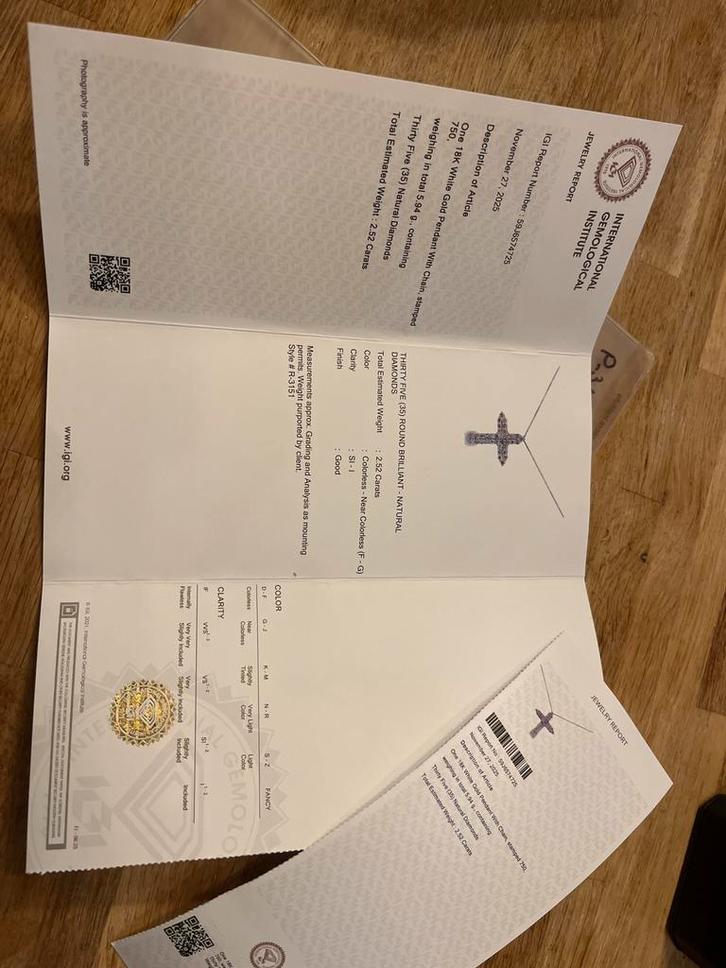 Diamanten Kruis Hanger - Witgoud, Sieraden, Tassen en Uiterlijk, Kettingen, Nieuw, Goud, Wit, Met edelsteen, Ophalen of Verzenden