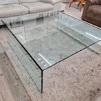 Zwaar glazen salontafel, Ophalen, ., 50 tot 100 cm, Zo goed als nieuw