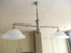 Eet Tafel hanglamp uitschuifbaar met  2 kelken, Huis en Inrichting, Lampen | Hanglampen, Verzenden, Gebruikt, Glas, Minder dan 50 cm
