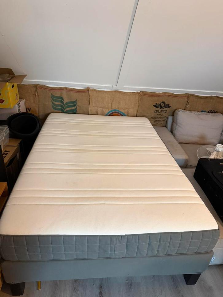 Ikea bed 140x200 Lyngör hövag espevär, Huis en Inrichting, Slaapkamer | Bedden, Gebruikt, Tweepersoons, 140 cm, 200 cm, Hout, Wit