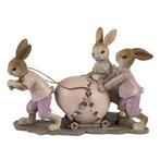 Clayre en Eef beeld konijnen met ei roze 6PR3543, Diversen, Pasen, Nieuw, Ophalen of Verzenden