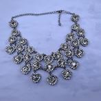 Statementketting zilverkleurig grote strass glimmers, Overige materialen, Met strass, Verzenden, Zo goed als nieuw