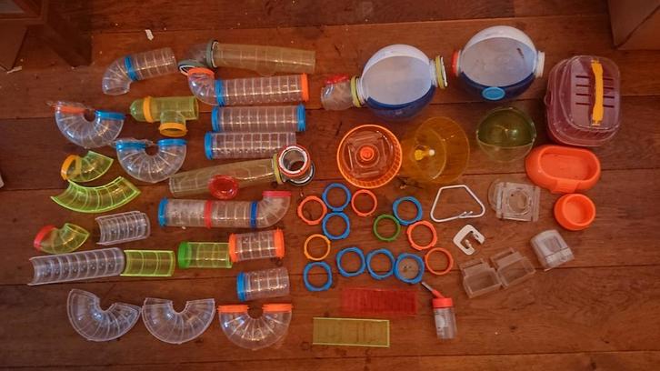 Tunnel buizen set voor hamsterkooi en div. andere toebehoren, Dieren en Toebehoren, Knaagdieren en Konijnen | Toebehoren, Gebruikt