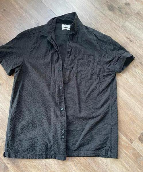 Zwart overhemd korte mouw - C&A - slim fit - strijkvrij - L, Kleding | Heren, Overhemden, Zo goed als nieuw, Halswijdte 41/42 (L)