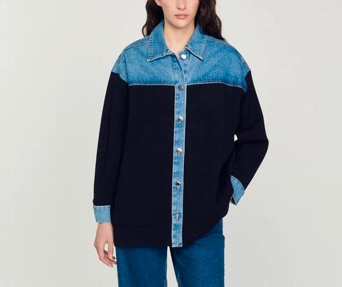 Sandro cardicoat , maat 1, Kleding | Dames, Jassen | Zomer, Zo goed als nieuw, Blauw, Ophalen of Verzenden