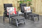 Atletico Verstelbare Aluminium Loungeset 2 Lounge Tuinstoele, 2 zitplaatsen, Ophalen of Verzenden, Loungeset, Hocker