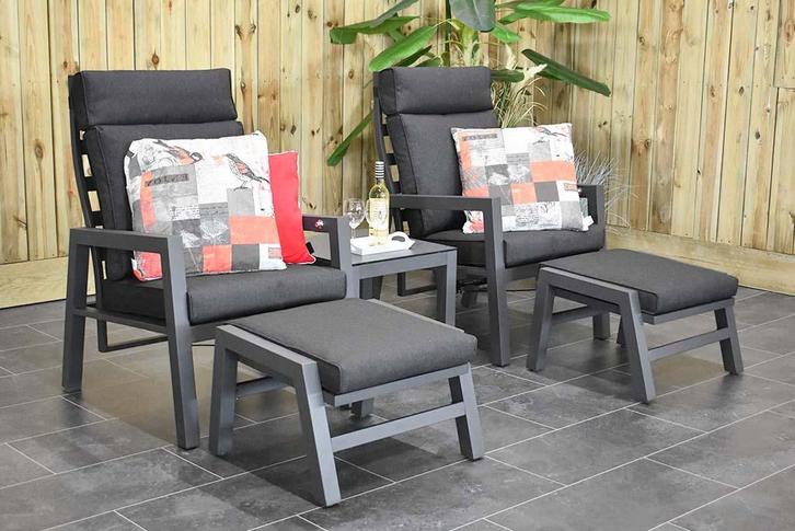 Atletico Verstelbare Aluminium Loungeset 2 Lounge Tuinstoele, Tuin en Terras, Tuinsets en Loungesets, Nieuw, Loungeset, Aluminium