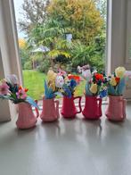 Roze Kruik Vaasjes Set met Kunstbloemen, Huis en Inrichting, Ophalen, Overige materialen, Gebruikt, Overige kleuren