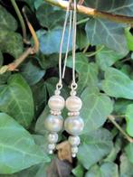Oorbellen Long Soft Green swarovski parels-kraal zilver, Sieraden, Tassen en Uiterlijk, Oorbellen, Hangers, Nieuw, Groen, Zilver