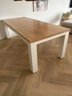 Design tafel / bureau  met eikenhouten blad, Huis en Inrichting, Ophalen, Gebruikt, 100 tot 150 cm, Eikenhout