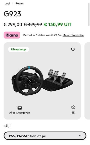 Logitech G923 Racing Wheel & Pedals [Nieuw] beschikbaar voor biedingen