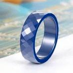ring keramiek facet geslepen blauw 6mm nieuw mt 16, Overige materialen, Blauw, Nieuw, Ophalen of Verzenden