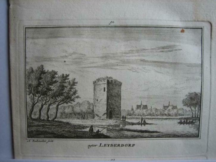 091 / Leiderdorp   Kopergravure  18e Eeuw, Antiek en Kunst, Kunst | Etsen en Gravures, Ophalen of Verzenden