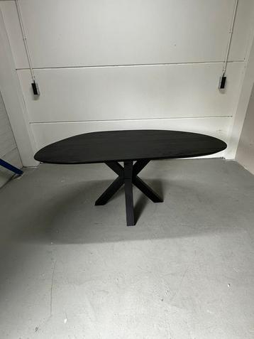 Organisch zwarte ovale eettafel met matrix poot.