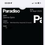 Sienna spiro paradiso kaartje tekoop, Tickets en Kaartjes, Concerten | Nederlandstalig, Eén persoon