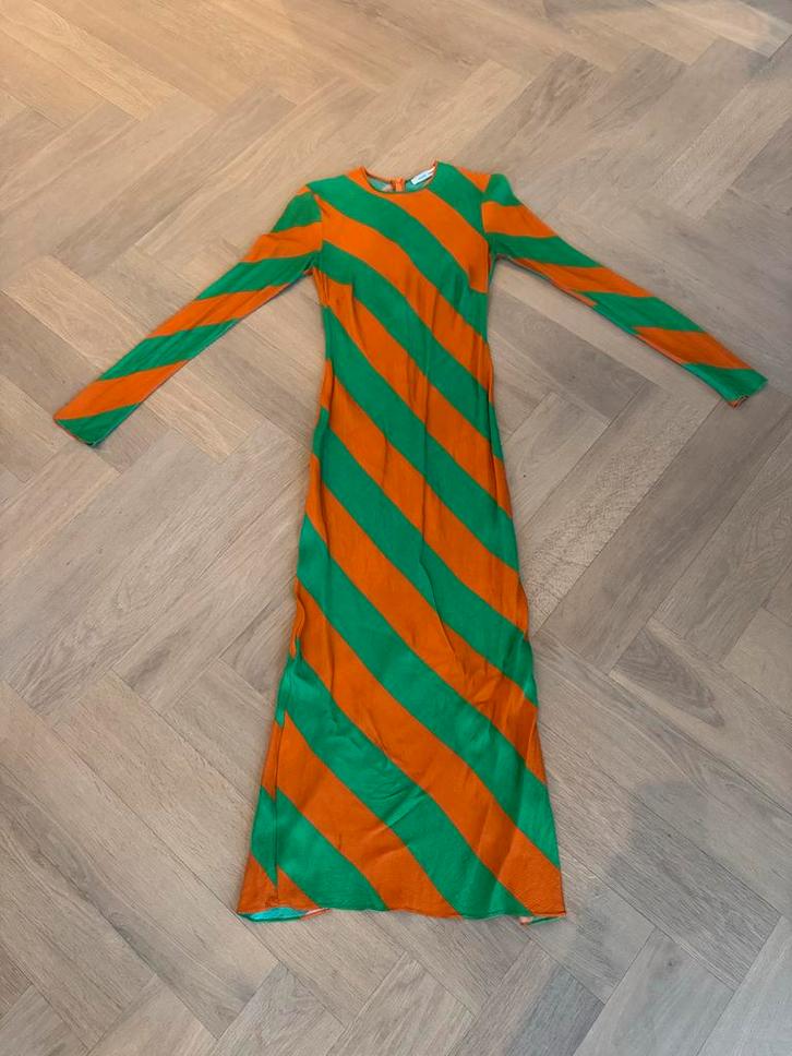 Samsøe Samsøe Jurk Maat 36 Oranje/Groen, Kleding | Dames, Jurken, Zo goed als nieuw, Maat 36 (S), Overige kleuren, Onder de knie
