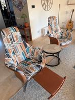 2 Montis Marvin fauteuil met uitschuifbare hocker, Huis en Inrichting, Fauteuils, Ophalen, Gebruikt, 75 tot 100 cm, Stof