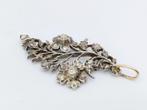 Zilveren / gouden hanger bezet met 29 roosdiamanten, 1850, Verzenden, Zilver, Hanger, Met edelsteen