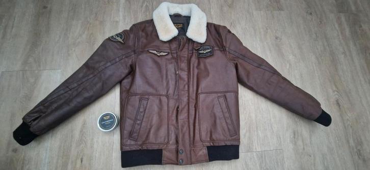PME leren pilotenjas maat L, Kleding | Heren, Jassen | Zomer, Zo goed als nieuw, Maat 52/54 (L), Bruin, Ophalen