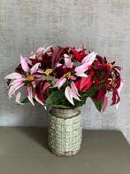 Vintage geëmailleerde vaas met groot kunstboeket (16 takken), Ophalen of Verzenden, Zo goed als nieuw, Binnen