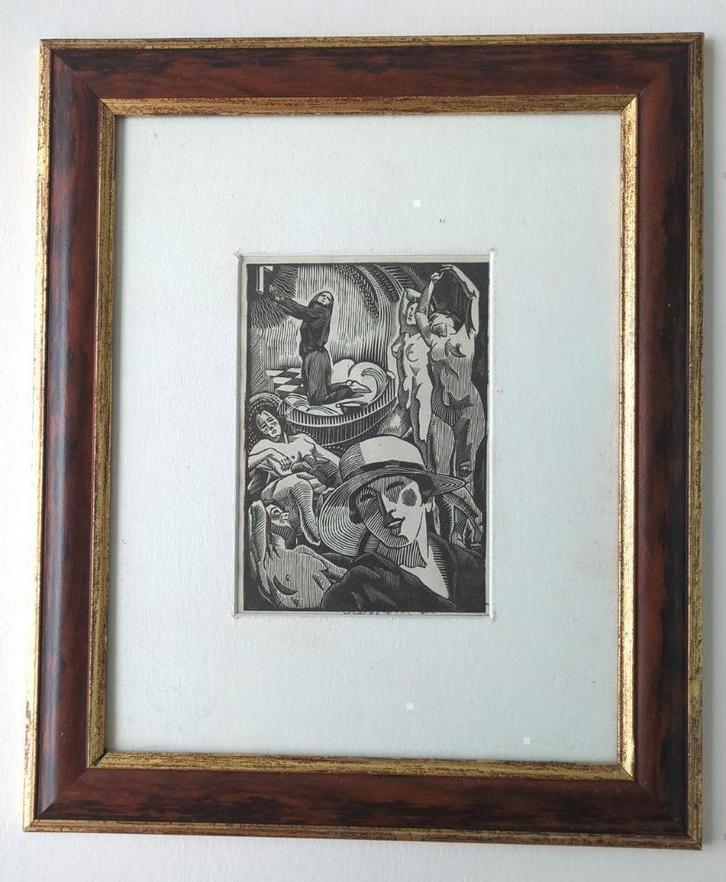 Clement Serveau (1886-1972) Houtgravure III, Antiek en Kunst, Kunst | Etsen en Gravures, Ophalen of Verzenden