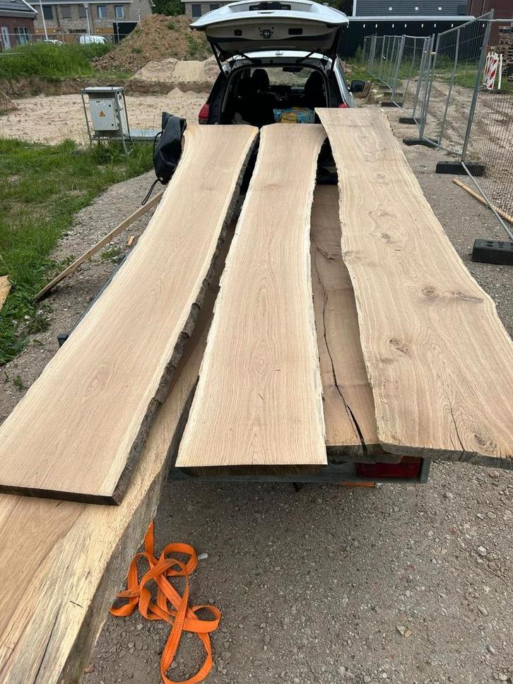 Gedroogde en geschaafde eiken schaaldelen., Tuin en Terras, Palen, Balken en Planken, Zo goed als nieuw, Planken, 250 cm of meer