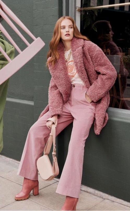 Ted Baker luxe halflange bontjas oudroze  ruime maat Ted5=42, Kleding | Dames, Jassen | Winter, Nieuw, Maat 42/44 (L), Roze, Verzenden