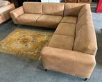 Cognac hoekbank suède/eco-leer - 295x255cm, Huis en Inrichting, Ophalen of Verzenden, Gebruikt, Stof, Modern