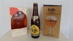 2 Leffe glazen in o.v.p. met een oude Leffe, Ophalen of Verzenden, Zo goed als nieuw, Glas of Glazen, Leffe