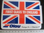 sticker Olau vlissingen sheerness gb first class to england, Verzenden, Zo goed als nieuw, Bedrijf of Vereniging