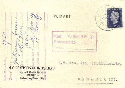 NV De Keppelsche IJzergieterij, Laag-Keppel - 11.1949 - plik, Postzegels en Munten, Brieven en Enveloppen | Nederland, Briefkaart