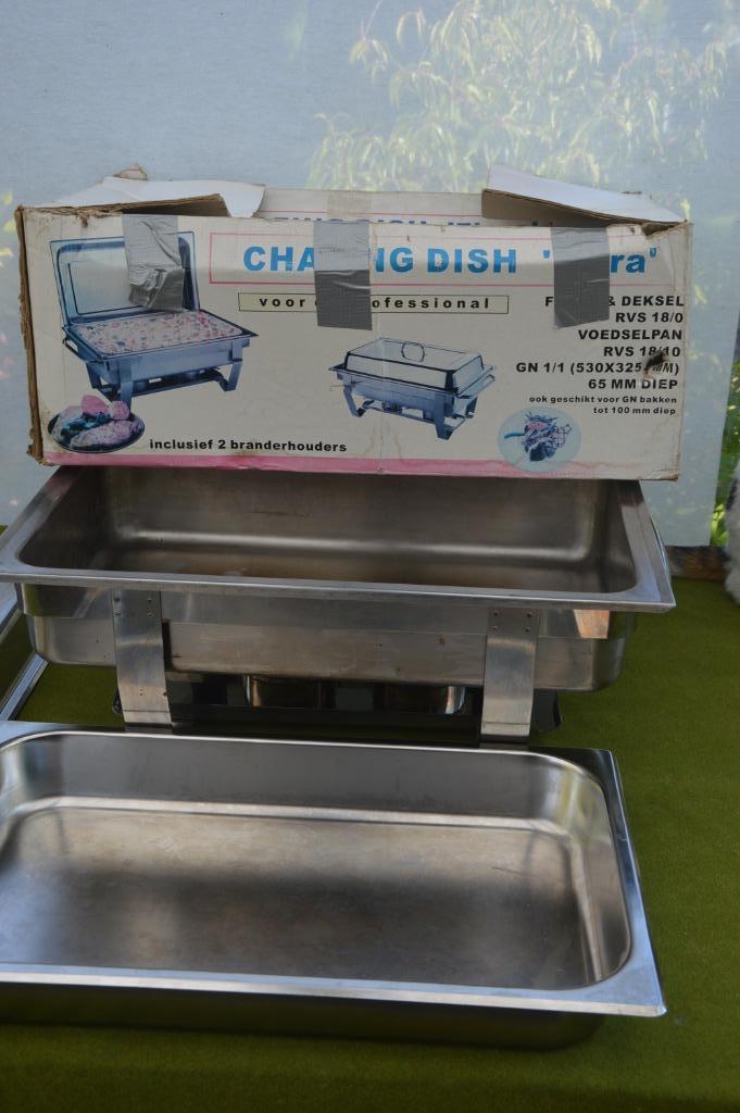 Chafing dish set Fiora RVS met bakken hoog en laag warmhoud, Huis en Inrichting, Keuken | Keukenbenodigdheden, Gebruikt, Ophalen of Verzenden