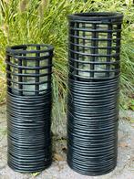 2 kaarsenkandelaren materiaal bamboe / glazen stolp., Ophalen, Overige materialen, Gebruikt, Zwart