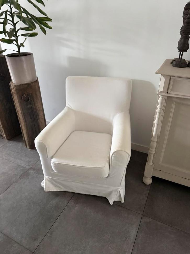 Gratis IKEA Ektorp stoel - Crème wit, wasbare hoes, Huis en Inrichting, Fauteuils, Gebruikt, Stof, 75 tot 100 cm, Ophalen
