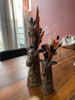 Giraffe vaasjes met droogbloemen, Huis en Inrichting, Woonaccessoires | Vazen, Ophalen, Overige kleuren, Minder dan 50 cm, Glas