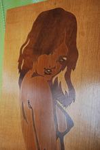 ​Pop Art Retro Naakt Vrouw Schilderijen Ingelegd hout 1960's, Antiek en Kunst, Ophalen of Verzenden