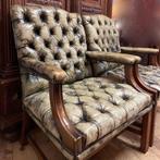 2 prachtige doorleefde  Chesterfield fauteuils, Ophalen, Gebruikt, Minder dan 75 cm, Chesterfield