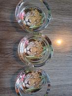 Glazen Asbakken met Tijger - 3 stuks, Huis en Inrichting, Ophalen, Gebruikt, Overige materialen, Minder dan 25 cm