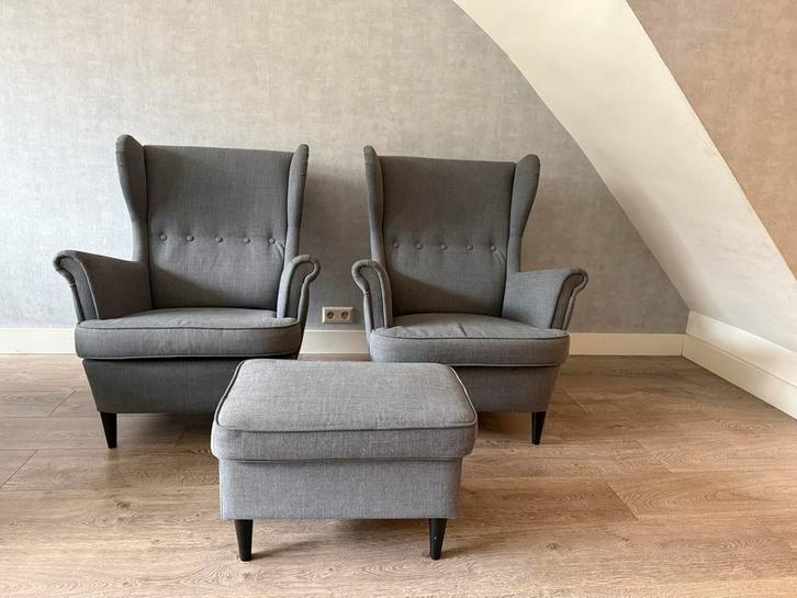 IKEA Strandmon stoel - donkergrijs - gebruikt, Huis en Inrichting, Fauteuils, Gebruikt, Stof, 75 tot 100 cm, Ophalen