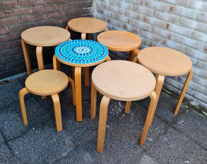 Ikea Frosta krukken 6 grote + 1 kleine kruk goede staat, Huis en Inrichting, Krukjes, Gebruikt, Hout, Ophalen