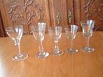 5 antieke glaasjes glas nr 26, Ophalen of Verzenden