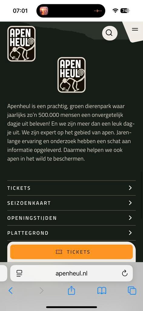 Entreekaart Apenheul 1 volwassen, Tickets en Kaartjes, Recreatie | Dierentuinen, Eén persoon, Ticket of Toegangskaart