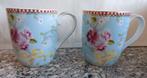 2 bekers mok Pip Home Blauw roze met oor, Ophalen of Verzenden, Zo goed als nieuw, Overige stijlen, Kop(pen) en/of Schotel(s)