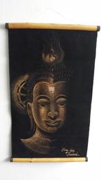 Zwart Fluwelen BANNER ~ Wanddecoratie Thaise BOEDDHA 60x36cm, Ophalen of Verzenden, Zo goed als nieuw
