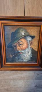 Schilderij van h. Dahlhaus. Oude man met pijp. Olieverf, Antiek en Kunst, Ophalen