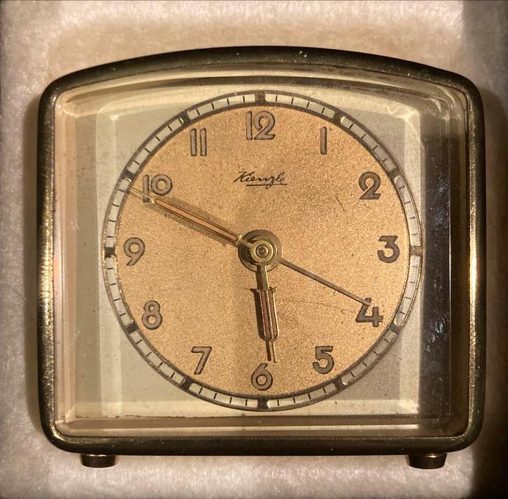Vintage Kienzle Reiswekker met Doos, Antiek en Kunst, Antiek | Klokken, Ophalen of Verzenden