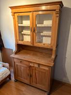 Massief Grenen buffetkast vitrinekast, Ophalen, 25 tot 50 cm, Met deur(en), 100 tot 150 cm