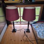 2 mooi stevige lampen met bordeaux rode kap., Ophalen, Zo goed als nieuw, 50 tot 75 cm